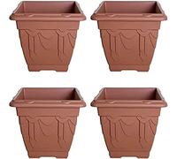 PHG Antique Square Indoor Outdoor Plastic Planter Pot | Venetian Style Flower Pot | Large Planter Set | Herb Planter | Barrel Planters | Over Fence Planters | 30 metres (Pack of 4, Terracotta)