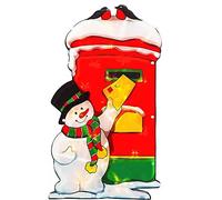 PHG Fancy Decorative Large Double-Sided Window Silhouette | Glittering Window Silhouette | Christmas Decoration for Home | Silhouette Decoration Led Window Lights with Metallic Effect (Snowman Letter)