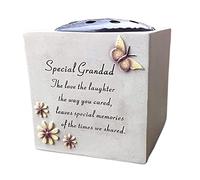 PHG Grave Vase Rose Bowl with Butterfly and Flowers | Memorial Flower Holders, Engraved with a Funeral Verse | Weatherproof-Grave Decoration Ornament | Flower Holder 14 x 15 cm (Grandad)