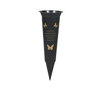 PHG Limited Edition Graveside Flower Vase with Personalised Verse | Unique Grave Side Flower Pot | Memorial Gift for Loved One | Durable Plastic Flower Holder | 33 x 11 (Mum and Dad Black)