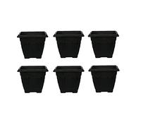 PHG Square Planters for Indoor and Outdoor | Plastic Flowering Planters for indoor and outdoor | Large Garden Pots | Plastic Flower Pots | 38 centimetres (Pack of 6, Black)