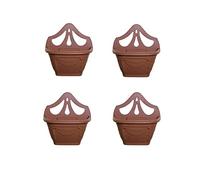 PHG Stylish Wall Flower Planters | Elegant Outdoor Plastic Planters | Unique Balcony Garden Planters | Garden Wall Planters | Half Barrel Wall Pots | Flower Basket (Pack of 4, Terracotta)