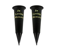 PHG Twin Durable Plastic Personalised Graveside Vase | Classic Graveside Flower Pot for Loved Ones | Eye-Catchy Memorial Gift Flower Holder with Spike for Family and Friends | Black (In Love Memory)