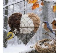 PHHCA Handmade Alpaca Fiber Bird Nesting Heart, Bird Nesting Material,Handmade Fiber Bird Nesting Heart, Heart Shape Nesting, Animal Lovers Home Garden Yard(3pcs)