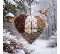 PHHCA Handmade Alpaca Fiber Bird Nesting Heart, Birds Nests Material Holder,Birds Nestings Heart Outdoor Yard Art Bird Shelter For Garden, Yard & Bird‘s Lovers Gift(1pcs)