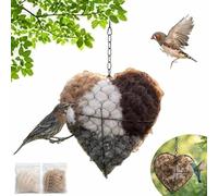 PHHCA Handmade Fiber Bird Nesting Heart, Alpaca Bird Nesting Material,Bird Nesting Material Holder,Alpaca Fiber Bird Nesting Box,for Wild Birds,for Garden,Yard & Bird Lover(1pcs)
