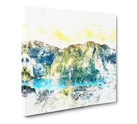 Phi Phi Islands in Thailand Watercolour Canvas Print | Gallery Wrapped 30mm Frame Wall Art | 14x14 inches | Ready to Hang | Modern Picture | Living Room Bedroom Lounge Office