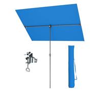 PHI VILLA 1.8x1.3m 360°Tilting Parasol with Cover & Clamp, Aluminum Height Adjustable Garden Parasols, Portable Patio Umbrella, Sun Shade UV50+ Protection for Balcony,Blue