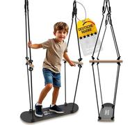 PHIBER-SPORTS Skateboard Swing Outdoor Children - Durable, Weatherproof, Non-Slip, Standing and Sitting - Skateboard Swing Accessories Wood - Ship Swing, Double Swing