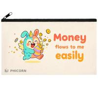 Phicorn Small Canvas Zipper Pouch, 8.2" × 5" - Blank & Printed Options, Makeup Bag, Pencil Case, Travel Organizer, DIY Craft Bag, Printed Unicorn Bunny, Zipper Pouch