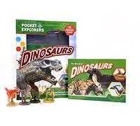 Phidal Dinosaurs Pocket Explorers - Activity Books for kids, 22-page fun facts book, 4 figurines