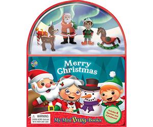 Phidal Merry Christmas My Mini Busy Books - Activity Books for kids, 10-page storybook, 4 figurines, a foldable play mat