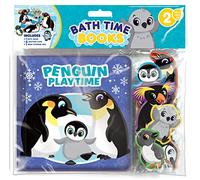 Phidal Penguin Play Time Bath Time Books - Activity Books for kids, Bath book, 6 Padded suction cups, 1 Mesh bag