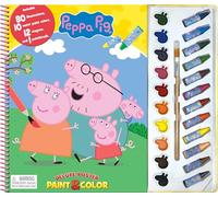 Phidal Peppa Pig Deluxe Poster Paint & Color - Coloring Book for kids, 80 illustrations, 10 watercolor paints, 12 crayons, 1 paint brush
