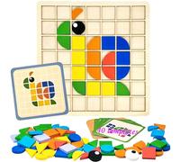 PHIELEY Activities for Dementia Patients, 138 Tiles Wooden Puzzle Games for Seniors, Colorful Shape Pattern Alzheimers Products for Elderly, Tile Matching Memory Cognitive Busy Board Gadgets Gifts