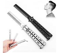 PHIEZC Stainless Steel Butterfly Comb, Butterfly Comb, Foldable Hair Brush, Foldable Pocket Comb Butterfly Comb, Suitable for Beginners to Practice Butterfly Knives