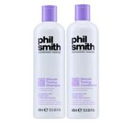Phil Smith Professional Blonde Toning Shampoo and Conditioner, 400ml | Purple Shampoo and Conditioner, For Blonde & Grey Hair, Neutralises Brassiness & Enhances Tone, 400ml