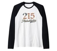 Philadelphia 215 Area Code Patriot USA American Flag Philly Raglan Baseball Tee