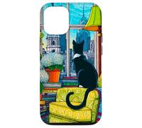 Philadelphia City Skyline Tuxedo Cat Illustration Case for iPhone 12/12 Pro