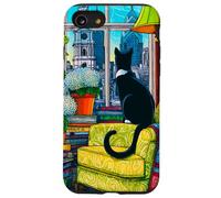 Philadelphia City Skyline Tuxedo Cat Illustration Case for iPhone SE (2020) / 7/8