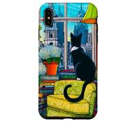 Philadelphia City Skyline Tuxedo Cat Illustration Case for iPhone XS Max
