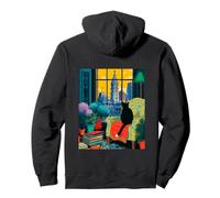 Philadelphia City Skyline Tuxedo Cat Illustration Pullover Hoodie