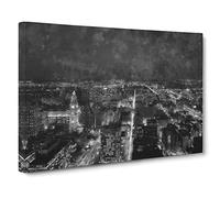 Philadelphia Pennsylvania City Skyline Painting Modern Art Canvas Wall Art Print Ready to Hang, Framed Picture for Living Room Bedroom Home Office Décor, 24x16 Inch (60x40 cm)