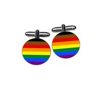 Philadelphia Pride Flag Cufflinks - Black, Brown & Rainbow Stripes Accessory - Intersectionality & Inclusion Gift - LGBTQ+ Visibility Jewellery - Stocking Filler
