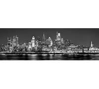 Philadelphia Skyline 2018 Photo Print UNFRAMED Night from East Black & White BW Philly City Downtown 11.75 inches x 36 inches Photographic Panorama Print Photo Picture Standard Size