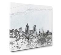 Philadelphia Skyline in Abstract Modern Canvas Wall Art Print Ready to Hang, Framed Picture for Living Room Bedroom Home Office Décor, 14x14 Inch (35x35 cm)