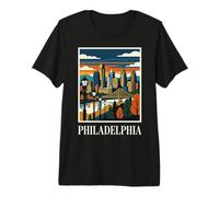 Philadelphia Skyline Pennsylvania Retro Vintage Art Premium T-Shirt