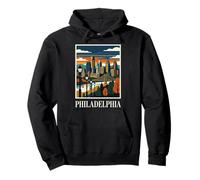 Philadelphia Skyline Pennsylvania Retro Vintage Art Pullover Hoodie