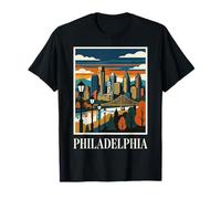 Philadelphia Skyline Pennsylvania Retro Vintage Art T-Shirt