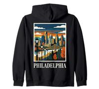 Philadelphia Skyline Pennsylvania Retro Vintage Art Zip Hoodie
