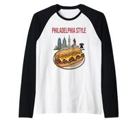 Philadelphia Style Steak Sandwich & Bell Silhouette Raglan Baseball Tee