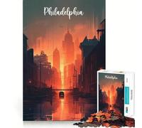 Philadelphia Urban Skyline 1000 Pieces Jigsaw Puzzles for Adults Mind Puzzle Soft Relax Image Assembly Santa Wish Item (38x52cm)