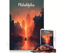 Philadelphia Urban Skyline 1000 Pieces Jigsaw Puzzles for Adults Mind Puzzle Soft Relax Image Assembly Santa Wish Item (38x52cm)