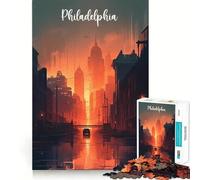 Philadelphia Urban Skyline Jigsaw Puzzles for Adults 1000 Pieces Clear Logic Toy Quiet Hobby Perfect Cut Stylish Gift (38x26cm)