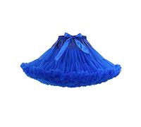 PhilaeEC Women's Elastic Waist Chiffon Petticoat Puffy Tutu Tulle Skirt Multi-Layer Cosplay Fluffy Skirt Underskirt, Length 40cm, Waist 55-95cm (Royal Blue)