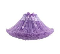 PhilaeEC Women's Elastic Waist Chiffon Petticoat Puffy Tutu Tulle Skirt Multi-Layer Cosplay Fluffy Skirt Underskirt, Length 40cm, Waist 55-95cm (Light Purple)