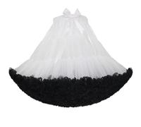 PhilaeEC Women's Petticoat Tutu Tulle Skirt Multi-Layer Puffy Cosplay Underskirt, Length 55cm, Waist 55-95cm (White+Black)