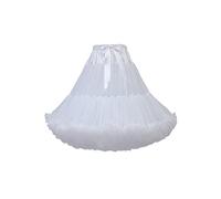 PhilaeEC Women's Petticoat Tutu Tulle Skirt Multi-Layer Puffy Cosplay Underskirt, Length 55cm, Waist 55-95cm (White)