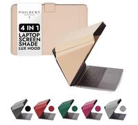 Philbert Danish Design 4-in-1 Laptop Sun Shade Lux Hood - Screen Shade, Privacy Screen, Heat Protection, Contrast Enhancement - Fits 15"-16” Laptops, Self-Standing Cover with Pocket - Beige
