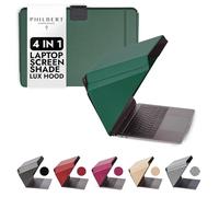 Philbert Danish Design 4-in-1 Laptop Sun Shade Lux Hood - Screen Shade, Privacy Screen, Heat Protection, Contrast Enhancement - Fits 15"-16” Laptops, Self-Standing Cover with Pocket - Green