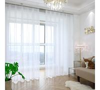 PHILEASY Window Sheer White Curtains 108 Inches Long 2 Panels White Sheer Curtains Sheer Curtain Clear Transparent Basic Rod Pocket Panel 15 Colors 10 Size for Bedroom Living Room Yard Kitchen
