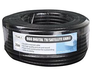 Philex Coax Cable 25m Black, RG6 Aerial & Satellite TV Cable