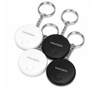 Philicoco 4 Pack Tracker with Key Rings for Keys Wallets Luggage | MFi Certified, Compatible with the Find My App, 100dB Alarm, Left-Behind Alerts, 18-Month Battery