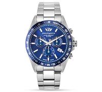 Philip Caribe Men's Quartz Watch with Blue Dial Analogue Display and Silver Stainless Steel Strap R8273607005