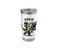 Philip Dabbing Astronaut on a Dinosaur Cartoon Stainless Steel Insulated Tumbler