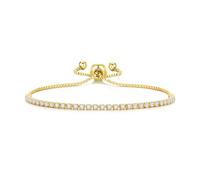 Philip Jones 18k Gold Plated 2mm Adjustable Tennis Bracelet Created with Zircondia® Crystals